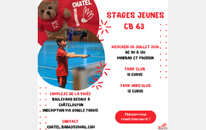 Stages jeunes CB63 - minibad et poussin
