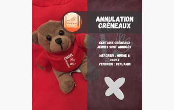 Annulation Créneaux MINIMES - CADETS